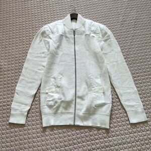 NWOT DIESEL Men's Sweater Zipped Cardigan Size M Cream Cotton Blend